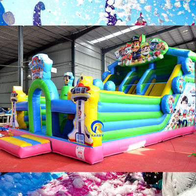 Erwachsene Party-Spiele Große PVC-Fuss Patrouille aufblasbare Springburg Rutsche mit Hindernis