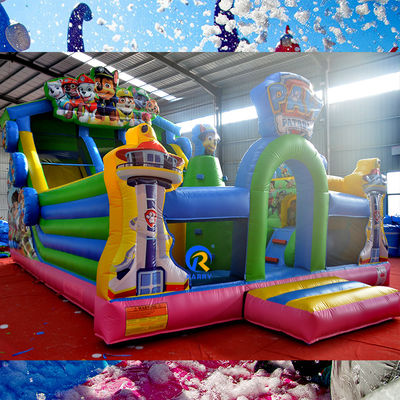 Erwachsene Party-Spiele Große PVC-Fuss Patrouille aufblasbare Springburg Rutsche mit Hindernis