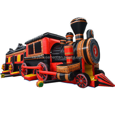 Kommerzielle aufblasbare Zug-Hindernis-Rennstrecke Combo Sprunghaus für Outdoor-Kids-Spiele