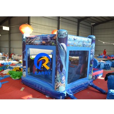 Ein aufblasbarer Wasserpark mit Schiebereglern, Unisex, Blau Meerjungfrau, Sprunghaus und großem Pool