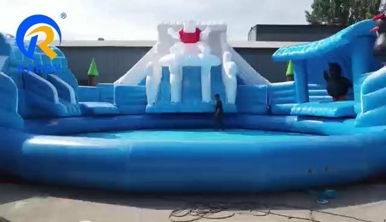 Maßgeschneiderte Größe Weißer Eisbär Vergnügungs-Wasserpark Sprunghaus Schloss Rutschkombo