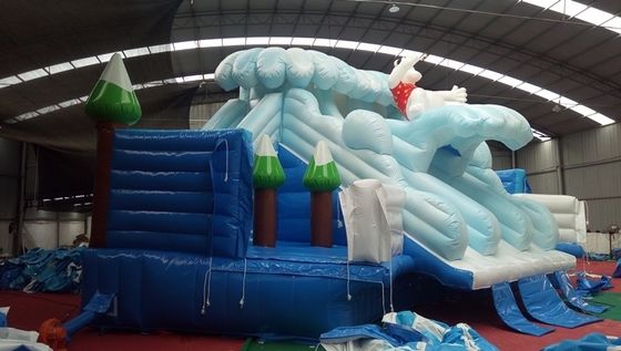 Maßgeschneiderte Größe Weißer Eisbär Vergnügungs-Wasserpark Sprunghaus Schloss Rutschkombo