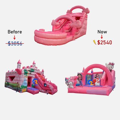 See Air oder Express Versand Unisex Pink aufblasbares Sprunghaus Combo mit Rutschen
