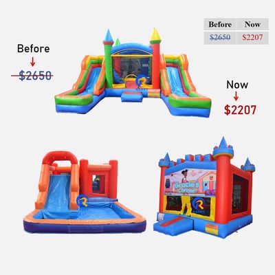 Commercial Bouncy House mit aufblasbarer Schlossrutsche und Pool