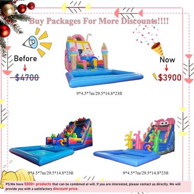 Commercial Bouncy House mit aufblasbarer Schlossrutsche und Pool