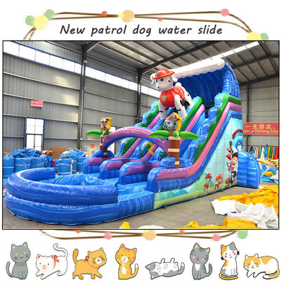 Unterhalten Sie die Kinder mit 3D-Pa-Patrollen aufblasbare Wasserrutsche und Pool Doppelspur-Design