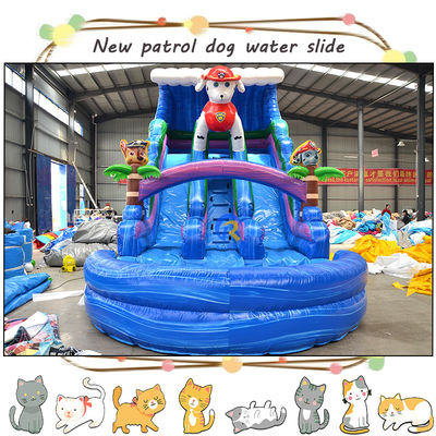 Unterhalten Sie die Kinder mit 3D-Pa-Patrollen aufblasbare Wasserrutsche und Pool Doppelspur-Design