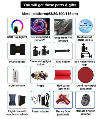 360-Video-Fotobooth Automatisch mit Led-Magie-Spiegel Ipad 360-Fotobooth-Maschine 115cm