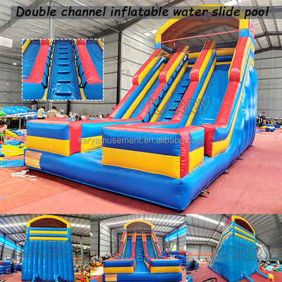 Kinder aufblasbare Spiele Vermietung von PVC-Doppelspur aufblasbaren Wasserrutschen