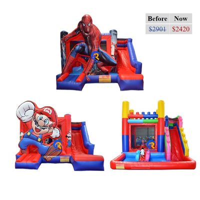 Unisex-Werkzeug aus PVC Moonwalk aufblasbares Sprunghaus mit Rutsche und Spielplatz