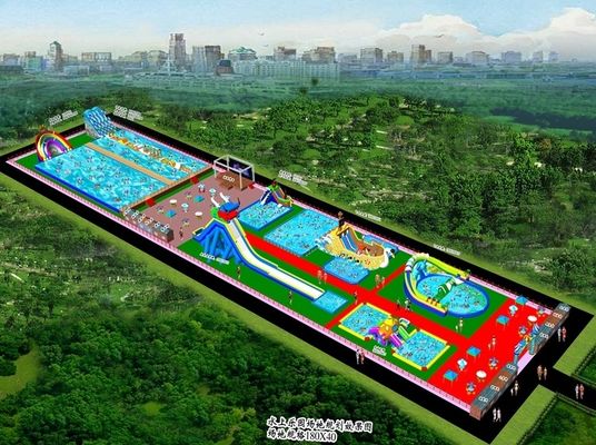 Logo/Muster Digitaldruck maßgeschneiderte Größe Aufblasbarer Wasserpark für Vergnügungspark