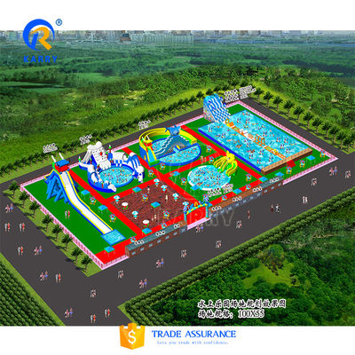 Unterhaltung Spaß Stadt maßgeschneiderter farbenfroher aufblasbarer Wasserpark für Kinder PVC-Material