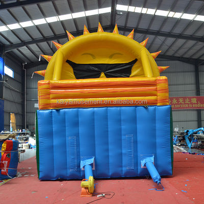 Double Lane Beach N Sonne aufblasbare Wasserrutsche beliebtes tropisches Palmbaum Design