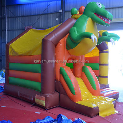 OEM-Nummer 100-500kg Kapazität Dinosaurier aufblasbare Burg mit Schieberegler