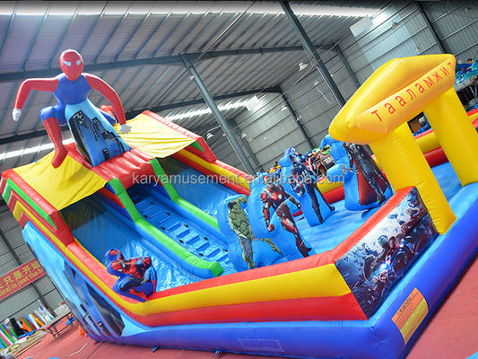 Aufblasbare Spiderman Bouncer-Rutsche Populäre 2-spurige Wasserrutsche für große Spielplätze