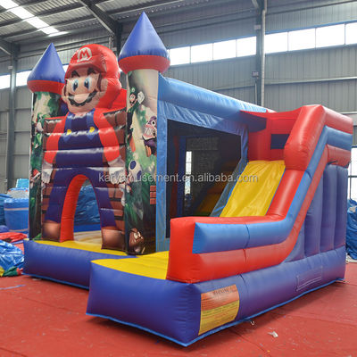 0.55mm PVC Vinyl Tarpaulin aufblasbar Mario Bounce House Combo Schloss Rutsche mit Blaser