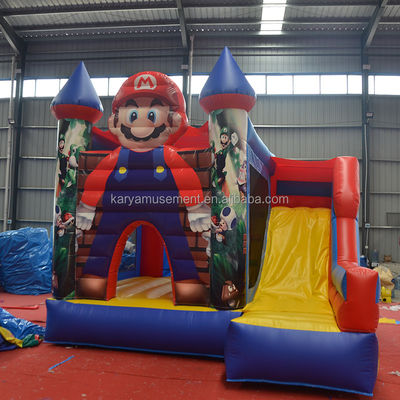 0.55mm PVC Vinyl Tarpaulin aufblasbar Mario Bounce House Combo Schloss Rutsche mit Blaser