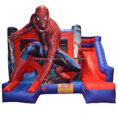 Unterhaltung im Innen- und Außenbereich Spiderman-Thema Aufblasbare Sprungburg mit Rutsche