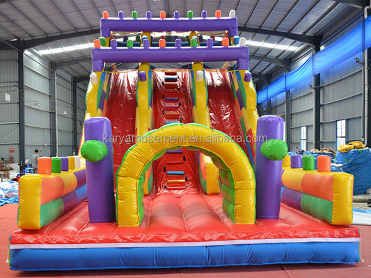 19 Fuß breite 2-spurige aufblasbare Gebäudesteile Nasse und Trockene Rutsche für Kinder Park Party Outdoor