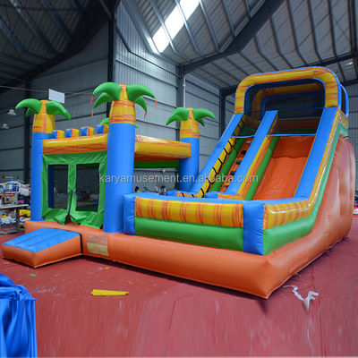 Schloss Vermietung Palmbaum aufblasbare Sprungburg mit Schiebepool CE/EN71/EN14960 Zertifiziert