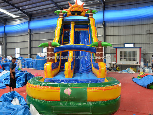32ft Jumbo Palm Baum aufblasbare Sonne Wasserrutsche mit Kindern Spielpool und Sprungrutsche