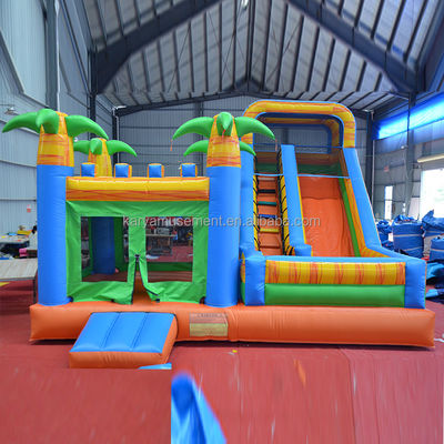 Schloss Vermietung Palmbaum aufblasbare Sprungburg mit Schiebepool CE/EN71/EN14960 Zertifiziert