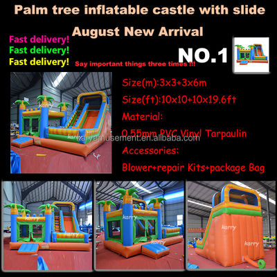 Schloss Vermietung Palmbaum aufblasbare Sprungburg mit Schiebepool CE/EN71/EN14960 Zertifiziert