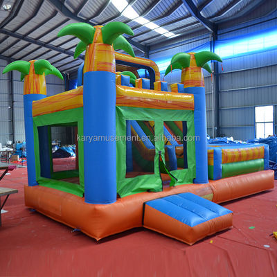 Schloss Vermietung Palmbaum aufblasbare Sprungburg mit Schiebepool CE/EN71/EN14960 Zertifiziert