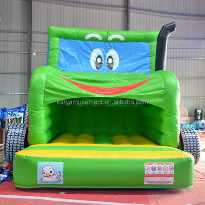 Kinder Indoor Outdoor Bungee Trampolin aufblasbar Sprungschloss Springer grüner Traktor
