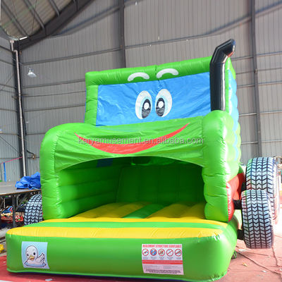Kinder Indoor Outdoor Bungee Trampolin aufblasbar Sprungschloss Springer grüner Traktor