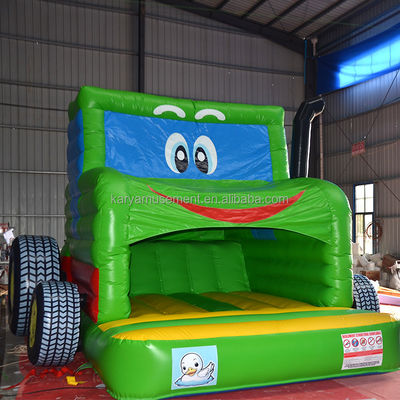 Kinder Indoor Outdoor Bungee Trampolin aufblasbar Sprungschloss Springer grüner Traktor