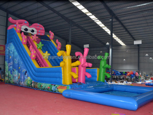 Hinterhof Kinder Party Trampolin aufblasbar niedlicher Oktopus Wasserrutsche und Kinder-Spielpool