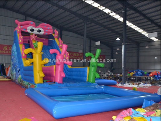 Hinterhof Kinder Party Trampolin aufblasbar niedlicher Oktopus Wasserrutsche und Kinder-Spielpool