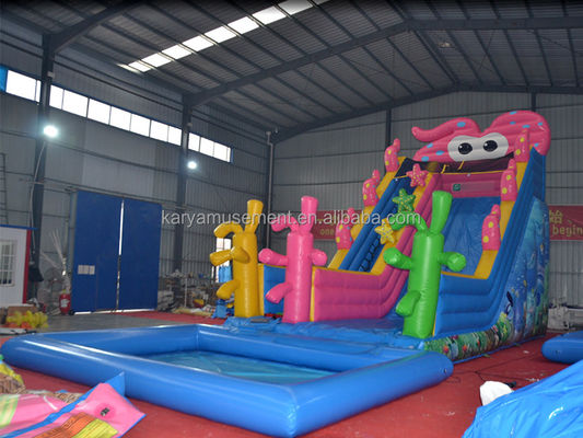 Hinterhof Kinder Party Trampolin aufblasbar niedlicher Oktopus Wasserrutsche und Kinder-Spielpool