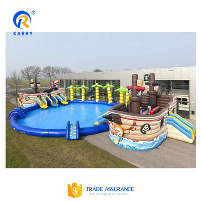 Benutzerdefinierte Farbwasserrutsche aufblasbare Pool für Piratenschiff aufblasbare Wasserpark