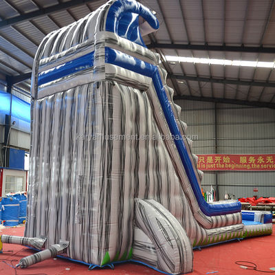 Hochkapazität 29ft kommerzielle Hinterhof Grau Marmor aufblasbare Wasserrutsche mit Pool