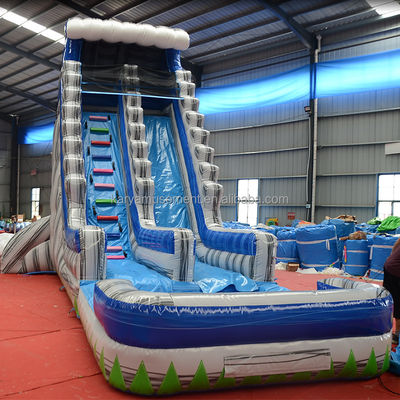 Hochkapazität 29ft kommerzielle Hinterhof Grau Marmor aufblasbare Wasserrutsche mit Pool