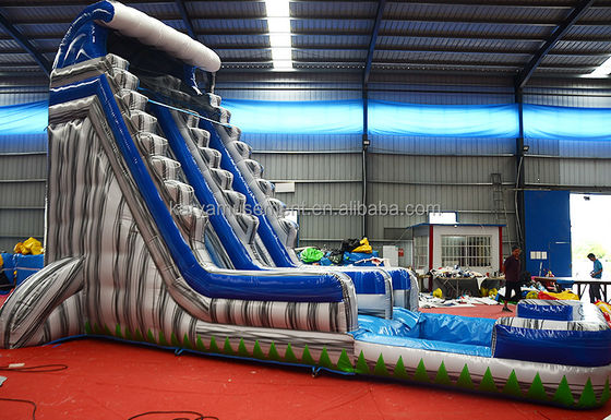 Hochkapazität 29ft kommerzielle Hinterhof Grau Marmor aufblasbare Wasserrutsche mit Pool