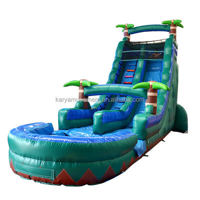 29ft tropischer Sprung Wasserrutsche Pool Gewerblicher Hinterhof Große Palm Wasserrutsche mit Pool