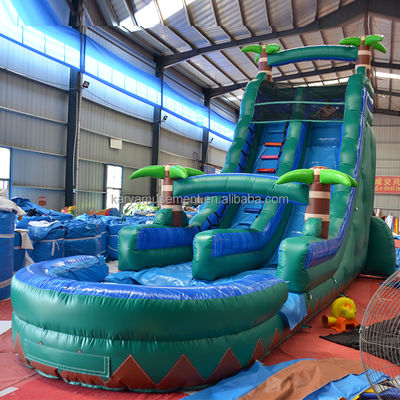 29ft tropischer Sprung Wasserrutsche Pool Gewerblicher Hinterhof Große Palm Wasserrutsche mit Pool
