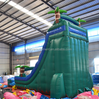 29ft tropischer Sprung Wasserrutsche Pool Gewerblicher Hinterhof Große Palm Wasserrutsche mit Pool