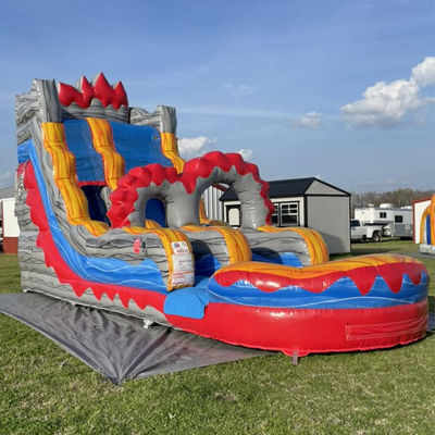 Luftfahrt Aufblasbare Lava Rush-Themen-Wasserrutsche mit Pool und Bogen