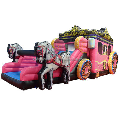 Beste PVC-Prinzessin-Kutscher-Haus-Kombination aufblasbare Sprungrutsche rosa mit Blaser