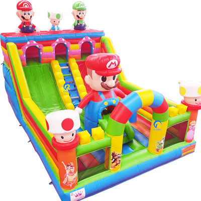 Kinderspielplatz im Freien Mario-Thema Lufttrampolin aufblasbare Sprungburg mit Rutsche