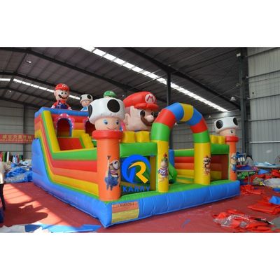 Kinderspielplatz im Freien Mario-Thema Lufttrampolin aufblasbare Sprungburg mit Rutsche