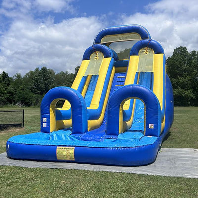 Große Kinder Splash Pool Spaß PVC Doppelspur Wasserrutsche aufblasbar mit individueller Größe