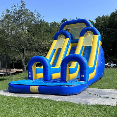 Große Kinder Splash Pool Spaß PVC Doppelspur Wasserrutsche aufblasbar mit individueller Größe