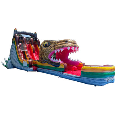 Customisierte PVC aufblasbare Sprungrutsche Jurassic Dinosaurier-Thema Wasserrutsche mit Pool