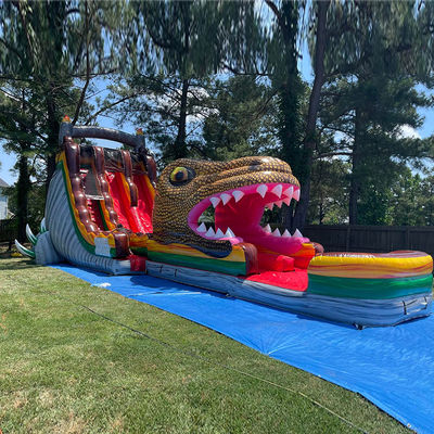Customisierte PVC aufblasbare Sprungrutsche Jurassic Dinosaurier-Thema Wasserrutsche mit Pool