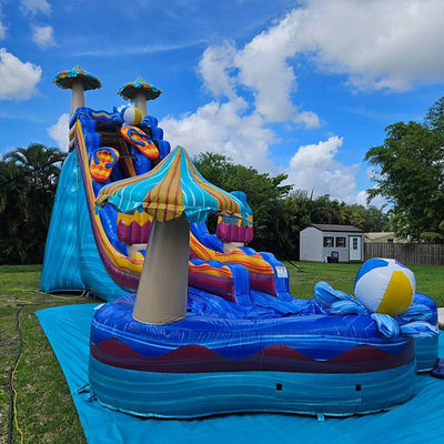 Anregende Ozeanfarben-Wasserrutschspiele PVC aufblasbar mit großem Blumenpool